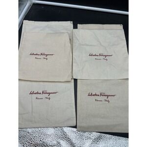 4 Salvatore Ferragamo Shoe Dust Bag Italy Cotton Linen Drawstring 15x8"